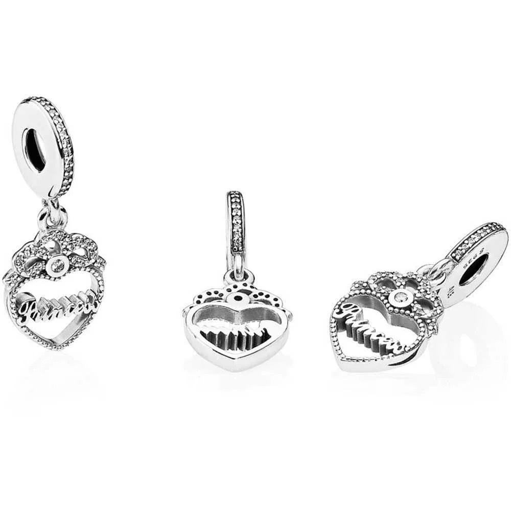 Pandora Retired Silver Princess Heart Charm